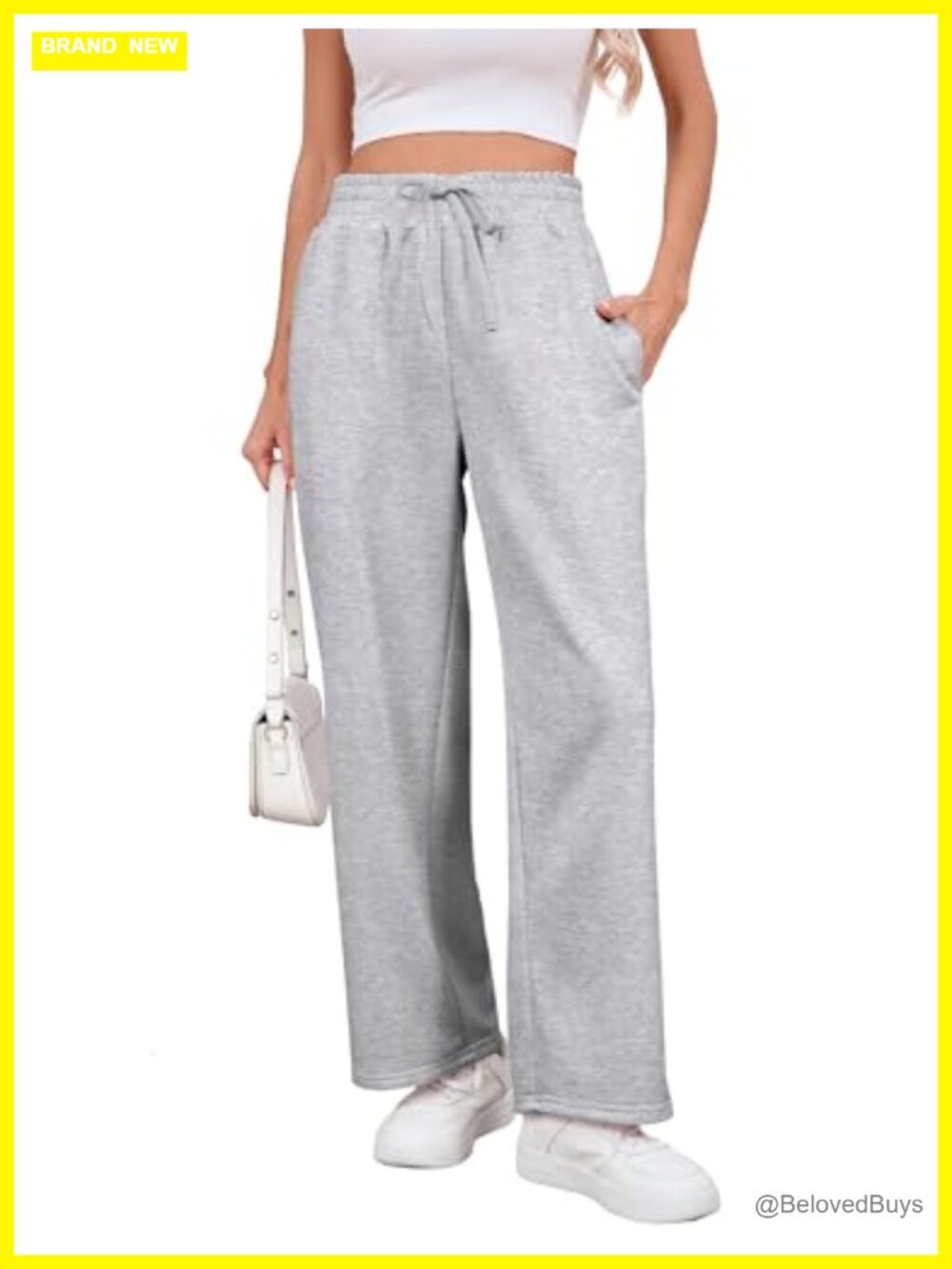 Wide Leg Sweatpants with Pockets High Waist Drawstring Lounge Joggers